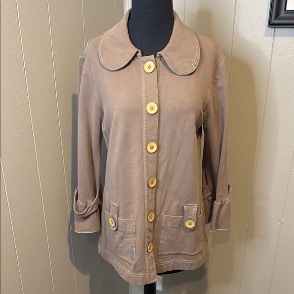 Project E Vintage Women’s Medium Taupe Button-Up Tunic Jacket - Picture 1 of 7